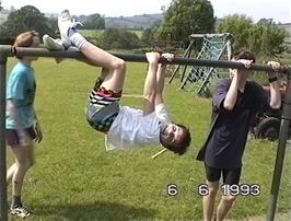Peter Bonnet hangs around at Broadhempston play park